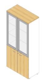 Quadrifoglio Kombi-Glasschrank Practika mit Glastüren mit Rahmen, 5 Ordnerhöhen, Korpus weiß