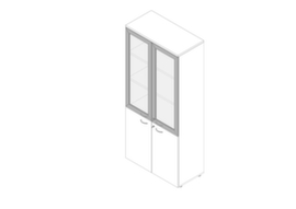Quadrifoglio Kombi-Glasschrank Practika mit Glastüren mit Rahmen, 5 Ordnerhöhen, Korpus weiß