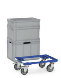 fetra Transportroller für Euonormbehälter mit offenem Winkelrahmen, Traglast 250 kg, RAL5007 Brillantblau