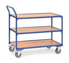 fetra Leicher Tischwagen Holzböden mit Rand 1000x600 mm, Traglast 300 kg, 3 Etagen