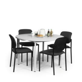Tisch-Stuhl-Kombination mit 4 Polsterstühlen und rundem Tisch, Dekor schwarz/lichtgrau