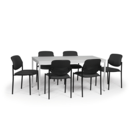 Tisch-Stuhl-Kombination mit 6 Polsterstühlen, Dekor schwarz/lichtgrau