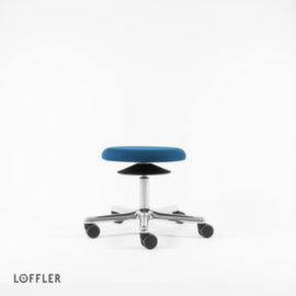 Löffler Drehhocker Ergo mit Sitzhöhenverstellung, Sitz blau, Rollen