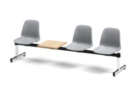 Traversenbank mit Kunststoffschalen, Sitz-Tisch-Sitz-Sitz, Breite x Tiefe 2350 x 600 mm, Sitz lichtgrau