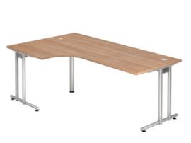 Winkel-Schreibtisch Terra Nova mit C-Fußgestell, Breite x Tiefe 2000 x 800 mm, Platte Nussbaum