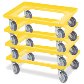 Kastenroller-Set mit offenem Winkelrahmen, Traglast 250 kg, gelb