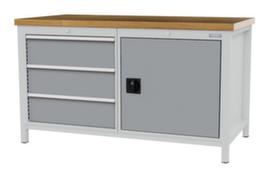 Bedrunka + Hirth Werkbank mit Buche-Massivholzplatte Gestell in vielen Farben, 3 Schubladen, 1 Schrank