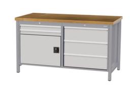 Bedrunka + Hirth Werkbank mit Buche-Massivholzplatte Gestell in vielen Farben, 5 Schubladen, 1 Schrank