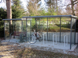 BIK TEC Fahrradüberdachung FX mit Glaswänden, Breite x Tiefe 3990 x 2100 mm