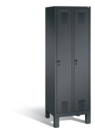 C+P Garderobenschrank Evolo mit 2 Abteilen - Türen mit Lochbild, Abteilbreite 300 mm