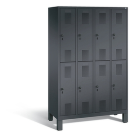 C+P Doppelstöckiger Garderobenschrank Evolo 4x2 Abteile in 2 Breiten, Abteilbreite 300 mm