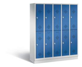 C+P Doppelstöckiger Garderobenschrank Classic mit 5x2 Abteilen mit Lüftungsrosetten, Abteilbreite 300 mm
