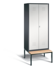 C+P Umkleideschrank Classic mit Sitzbank + 2 Abteilen gemeinsam verschließbar, Abteilbreite 400 mm
