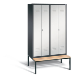 C+P Umkleideschrank Classic mit Sitzbank + 4 Abteile je 2 gemeinsam verschließbar, Abteilbreite 300 mm