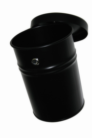 Selbstlöschender Abfallbehälter FIRE EX zur Wandbefestigung, 24 l, schwarz, Kopfteil schwarz