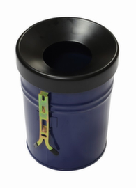 Selbstlöschender Abfallbehälter FIRE EX zur Wandbefestigung, 16 l, blau, Kopfteil schwarz