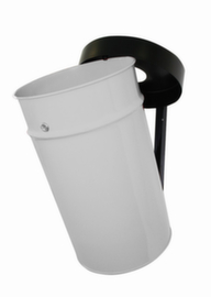 Selbstlöschender Abfallbehälter FIRE EX zur Wandbefestigung, 60 l, lichtgrau, Kopfteil schwarz