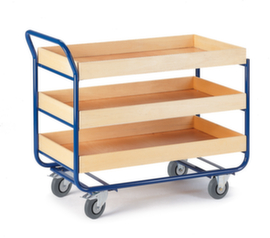 Rollcart Tischwagen mit Holzkästen 1000x575 mm, Traglast 150 kg, 3 Etagen