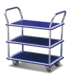 Etagenwagen mit Antirutschbelag + umlaufenden Rammschutz, Traglast 250 kg, 3 Etagen