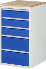 RAU Schubladenschrank Serie 7000, 5 Schublade(n), RAL7035 Lichtgrau/RAL5010 Enzianblau