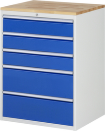 RAU Schubladenschrank Serie 7000, 5 Schublade(n), RAL7035 Lichtgrau/RAL5010 Enzianblau