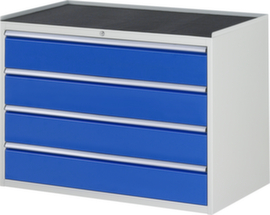 RAU Schubladenschrank Serie 7000, 4 Schublade(n), RAL7035 Lichtgrau/RAL5010 Enzianblau