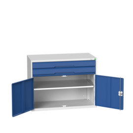 bott Schubladenschrank verso mit Flügeltür, 2 Schublade(n), RAL7035 Lichtgrau/RAL5010 Enzianblau