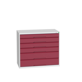 bott Schubladenschrank verso, 6 Schublade(n), RAL7035 Lichtgrau/RAL3004 Purpurrot