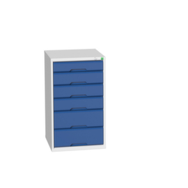 bott Schubladenschrank verso, 6 Schublade(n), RAL7035 Lichtgrau/RAL5010 Enzianblau