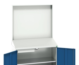 bott Pultschrank verso mit Rückwand, RAL7035 Lichtgrau/RAL5010 Enzianblau