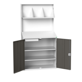 bott Pultschrank verso mit Rückwand, RAL7035 Lichtgrau/RAL7016 Anthrazitgrau