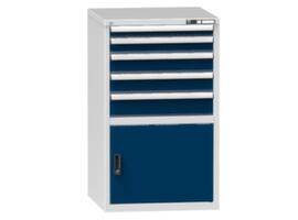 Schubladenschrank Topas B, 5 Schublade(n), RAL7035 Lichtgrau/RAL5010 Enzianblau