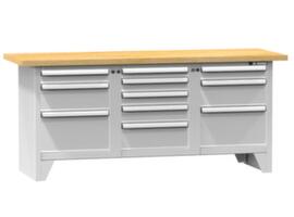 Werkbank Spinell, 11 Schubladen, RAL7035 Lichtgrau/RAL7035 Lichtgrau
