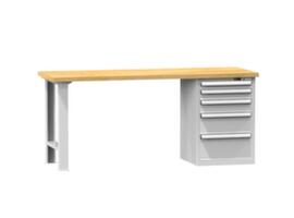 Werkbank Ruba, 5 Schubladen, RAL7035 Lichtgrau/RAL7035 Lichtgrau