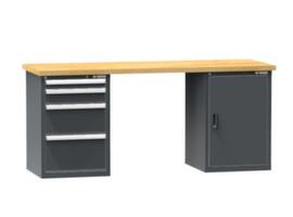 Werkbank Ruba, 4 Schubladen, 1 Schrank, RAL7016 Anthrazitgrau/RAL7016 Anthrazitgrau