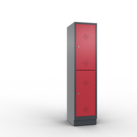 C+P Doppelstöckiger Garderobenschrank Classic mit 1x2 Abteilen mit Lüftungsrosetten, Abteilbreite 400 mm
