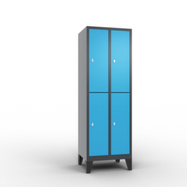 C+P Doppelstöckiger Garderobenschrank Classic mit 2x2 Abteilen Türen glatt, Abteilbreite 300 mm