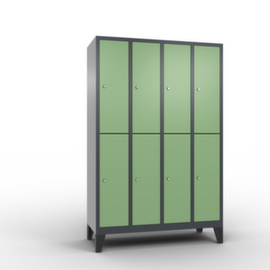 C+P Doppelstöckiger Garderobenschrank Classic mit 4x2 Abteilen Türen glatt, Abteilbreite 300 mm