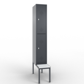 C+P Doppelstöckiger Umkleideschrank Classic mit Sitzbank + 1x2 Abteile, Abteilbreite 300 mm