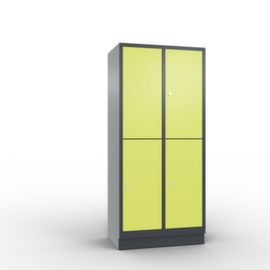 C+P Doppelstöckiger Garderobenschrank Classic mit 2x2 Abteilen Türen glatt, Abteilbreite 400 mm