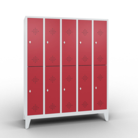 C+P Doppelstöckiger Garderobenschrank Classic mit 5x2 Abteilen mit Lüftungsrosetten, Abteilbreite 300 mm