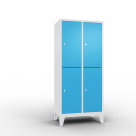 C+P Doppelstöckiger Garderobenschrank Classic mit 2x2 Abteilen Türen glatt, Abteilbreite 400 mm