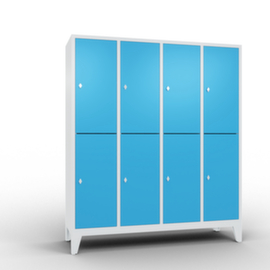 C+P Doppelstöckiger Garderobenschrank Classic mit 4x2 Abteilen Türen glatt, Abteilbreite 400 mm