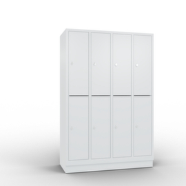 C+P Doppelstöckiger Garderobenschrank Classic mit 4x2 Abteilen Türen glatt, Abteilbreite 300 mm