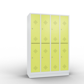 C+P Doppelstöckiger Garderobenschrank Classic mit 4x2 Abteilen mit Lüftungsrosetten, Abteilbreite 300 mm