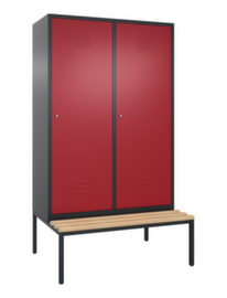 C+P Umkleideschrank Classic mit Sitzbank + 4 Abteile je 2 mit 1 Tür, Abteilbreite 300 mm