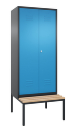 C+P Umkleideschrank Classic mit Sitzbank + 2 Abteilen gemeinsam verschließbar, Abteilbreite 400 mm