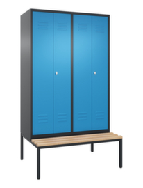C+P Umkleideschrank Classic mit Sitzbank + 4 Abteile je 2 gemeinsam verschließbar, Abteilbreite 300 mm