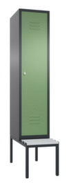 C+P Umkleideschrank Classic mit Sitzbank + 1 Abteil, Abteilbreite 400 mm