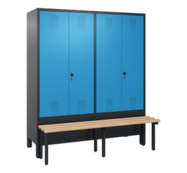 C+P Umkleideschrank Evolo mit vorgebauter Sitzbank + 4 Abteile je 2 gemeinsam verschließbar, Abteilbreite 1600 mm